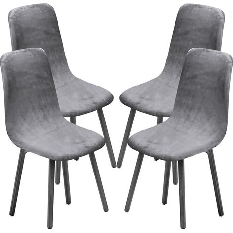 Esszimmerstühle Hussen 4er Set, Mid Century Modern Stil, Hellgrau (1/5)