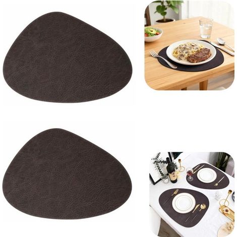 Sets de table en cuir lot de 2 de 44,7 x 36,7 cm - tapis antidérapants et résistants à la chaleur, noirs (1/5)