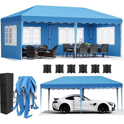Abri de jardin pliant, auvent imperméable, protection UV, Bleu (1/2)