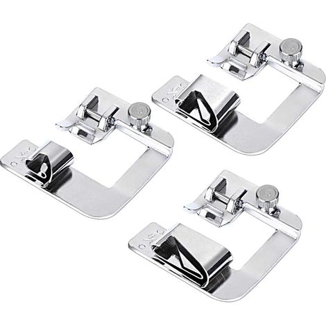 Ensemble de 3 pieds-de-biche pour machine à coudre (1/2", 3/4", 1") Pied-de-biche pour ourlet Silvercres, convient aux machines à coudre Brother, Singer, Janome et Toyota.