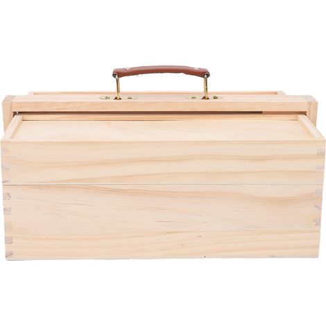 Boîte de rangement pour outils d'artiste, organisateur de fournitures artistiques multifonctionnel en bois avec tiroir, pour la maison, l'école ou l'atelier. (1/5)