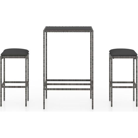 Maison Exclusive - 3-tlg. Gartenbar-Set mit Kissen Poly Rattan Gr