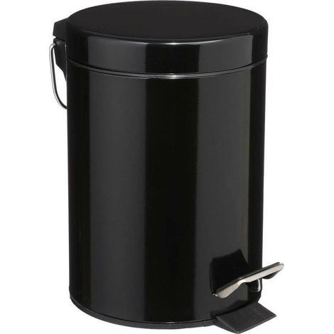 Poubelle cubique 3 L avec pédale métallique noire – design moderne et compact pour cuisine ou salle de bain (1/4)