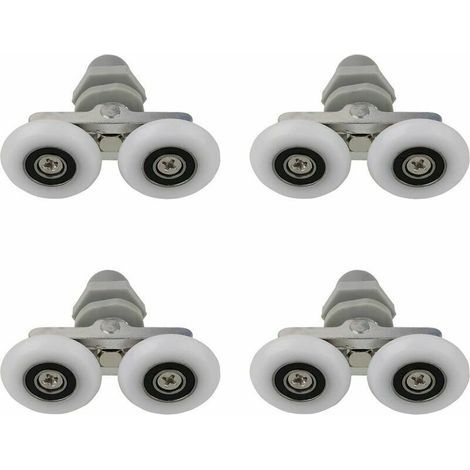 Doppelte Duschtürrollen, Duschtürrollen, Schiebetürrollen für Duschen, Ersatzrollen für Badezimmerduschen, Badezimmer-Ersatzteile, 23 mm, 4 Stück (1/5)