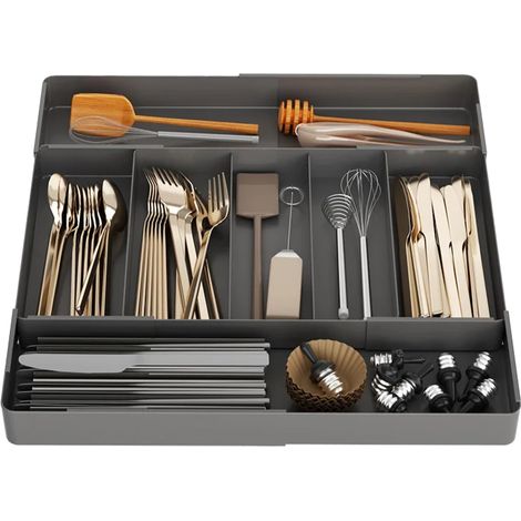 Insert à couverts extensible dans quatre directions, (27–51) cm × (27–51) cm, noir (1/5)