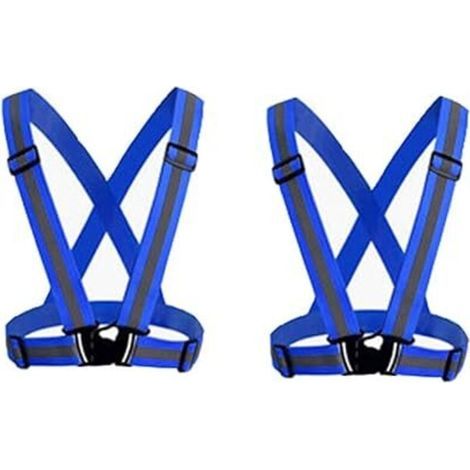 2er-Pack (Blau) Reflektierende Sicherheitsweste für Erwachsene/Kinder, verstellbare, hochsichtbare Arbeitsweste, hochsichtbare Sportbekleidung zum Joggen (1/4)
