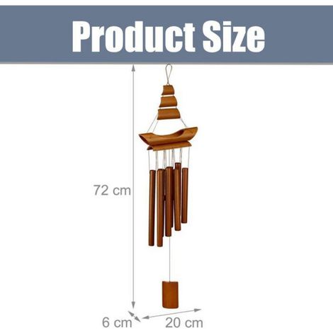 Carillon à Vent - Bambou - 72 x 20 x 6 cm - Pour Intérieur Et Extérieur - 1 Pièce (1/5)