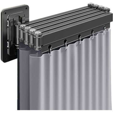 Rideau De Douche Sans Perçage,Tringle à Rideau De Douche Pliable Avec Ventouses,Résistante à La Moisissure,Imperméable,Lavable,Équipée De Ventouses Puissantes,Pour Douche d'Angle(5 Plis,160cm)