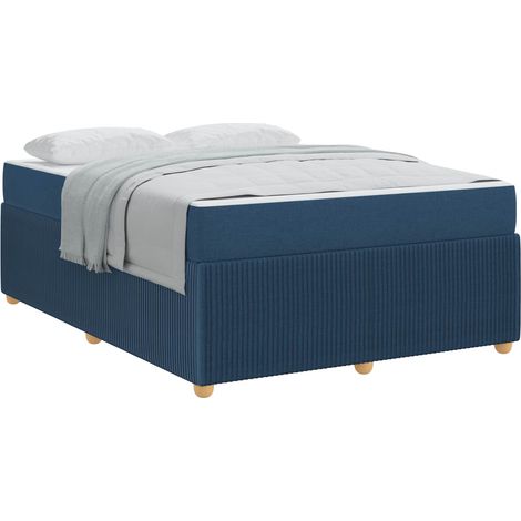 Maison Exclusive - Struttura del letto con materasso Blu 160 x 200 cm Tessuto (1/5)