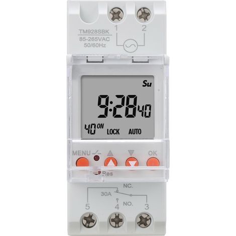 Anzeigetimer, intelligente digitale Anzeige der analogen Zeit, hintergrundbeleuchtet, DIN-Schiene 85–265 V AC, 30 A (1/5)