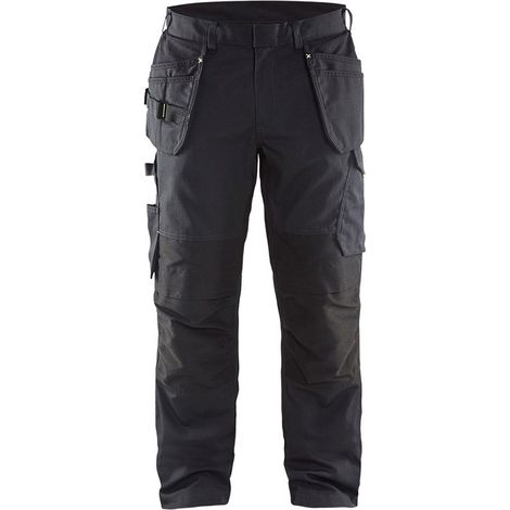 Pantalon de travail avec poches flottantes stretch 1496 - Noir/Jaune fluo XS - FR(38) - SE(C44) - Standards (1/5)
