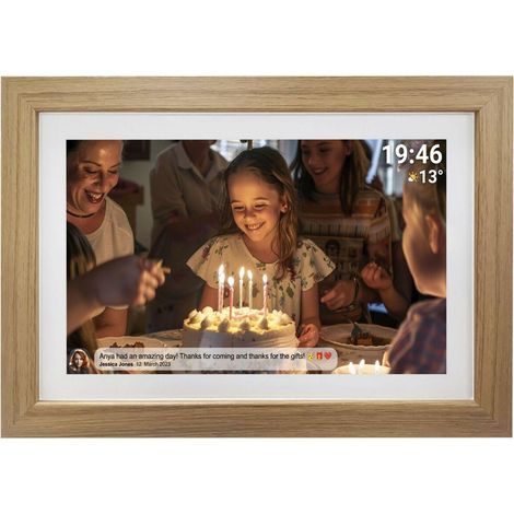 Denver Frameo PFF 1543LW digitaler Bilderrahmen hellbraun 15,6 Zoll