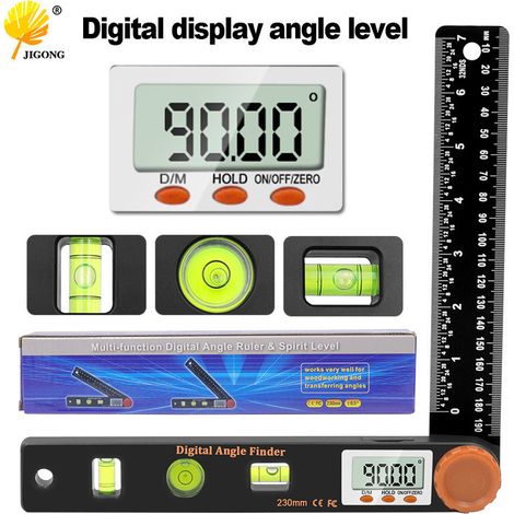 Outil de mesure numérique multifonction 4 en 1, règle d'angle numérique à tête orange, niveau universel, règle d'angle pour le travail du bois (1/5)