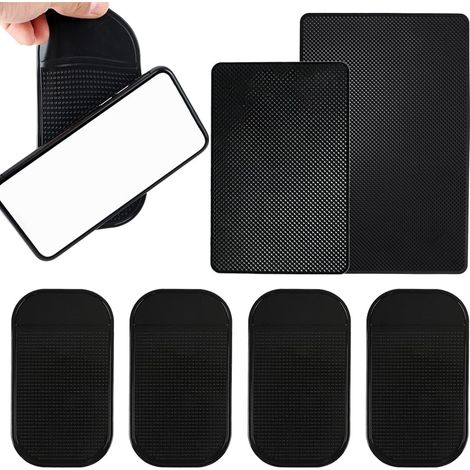 6-teiliges Set rutschfester Armaturenbrettmatten, multifunktionale, selbstklebende und rutschfeste Matten, waschbar, mit zusätzlicher selbstklebender Matte (1/5)