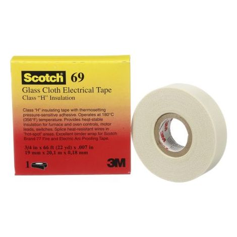 Ruban adhésif toilé Scotch 69 , blanc, Toile de verre, 50mm x 33m, 4,4 N/cm ( Prix pour 1 )