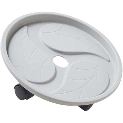 Carrello rotondo per piante, fioriera con ruote mobili, carrello mobile, vassoio, supporto per vaso di fiori per uso interno ed esterno, grigio, 27 cm (1/4)