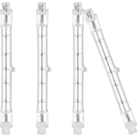 Ampoules éco halogènes R7S 118mm 400W 230V 3100lm blanc chaud 2700K Ampoule de type J pour le travail, la sécurité, les éclairages paysagers, les lampadaires (lot de 4) [Classe énergétique C]-Crezuo (1/5)