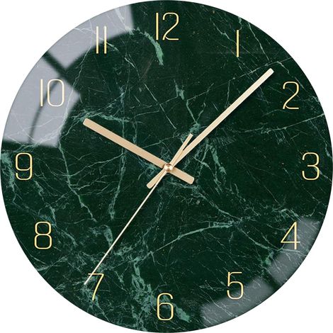 Horloge Murale Silencieuse 20 cm Marbre Vert Cuisine Salon (1/5)