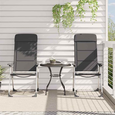 Lot de 2 Chaises de camping - Chaise d'extérieur pour terrasse/jardin Gris 58x69x111 cm Aluminium BV739666 - BonneVie (1/5)