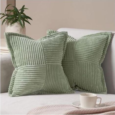Housses de coussin, 40 x 40 cm, taies d'oreiller décoratives et moelleuses avec fermeture éclair invisible pour canapé-lit, salon, chambre à coucher (40 x 40 cm, vert sauge, lot de 2) (1/5)