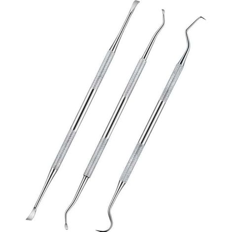 Détartreur et grattoir dentaire pour chien, 3 pièces, en acier inoxydable, à double tête, pour éliminer le tartre, outils de nettoyage des dents pour animaux de compagnie, pour chien et chat (argent) (1/4)