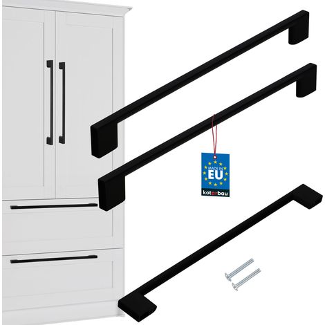 KOTARBAU® Küchenmöbelgriffe, klassisch-modern, länglich, matt schwarz, 289 mm Lochabstand, 256 mm Lochabstand, 2er-Set