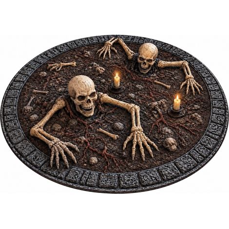 Tapis de sol rond Halloween, velours cristal, doux et lavable, cosplay, salon/chambre, commande personnalisée - Style 4 (1/5)