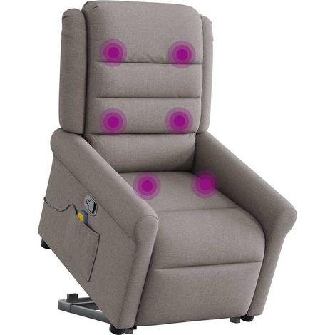 Maison Exclusive - Massagesessel mit Aufstehhilfe Taupe Stoff