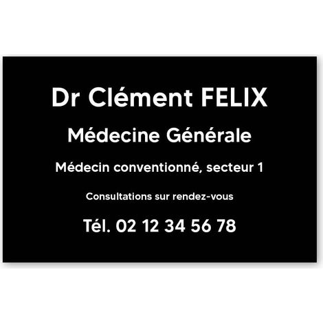 Plaque professionnelle personnalisée en PVC pour médecin - 1 à 5 lignes de texte - Format 30 x 20 cm (1/3)