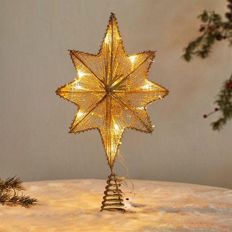 Étoile Décorative Pour Sommet D'Arbre De Noël - En Fer - 8 Branches - Avec Lumières Led Intégrées - 42 Cm - Intérieur (1/5)