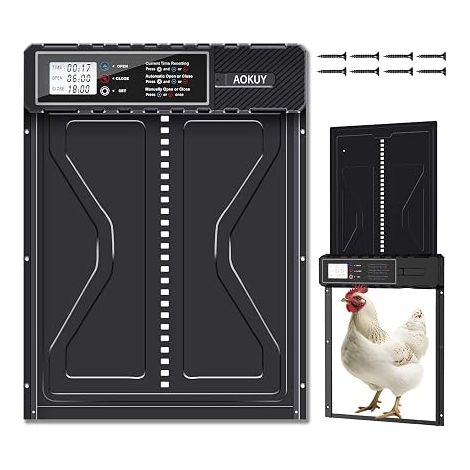 Automatic Chicken Door with Timer - Battery Powered, Aluminum Chicken House Door, Weather Resistant, Easy to Install (1/5)