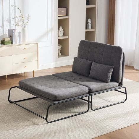 2-Sitzer Schlafsofa aus Chenille mit Seitentaschen, Grau, 104 x 85 x 92 cm OKMYHOME (1/5)