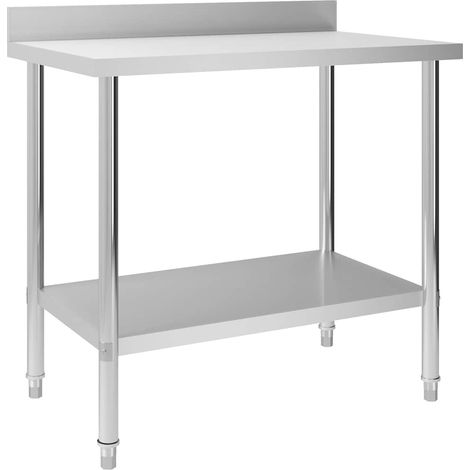 Table de travail de cuisine avec dosseret-Plan de travail de cuisine-Îlot de cuisine 100x60x93 cm Inox (1/5)
