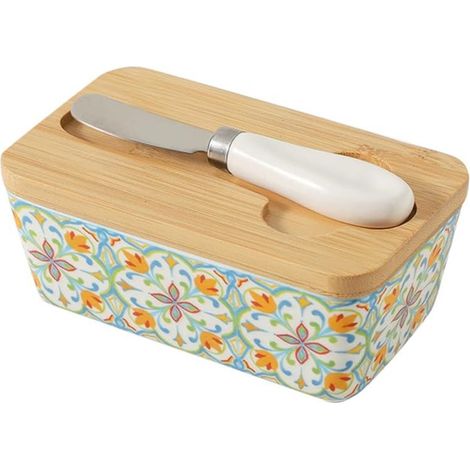 Piccolo sandwich con coperchio - burriera - burriera con coperchio - Piccolo sandwich - Contenitore per alimenti da cucina - Scatola per il burro con coltello - Scatola per formaggio in stile europeo (1/5)