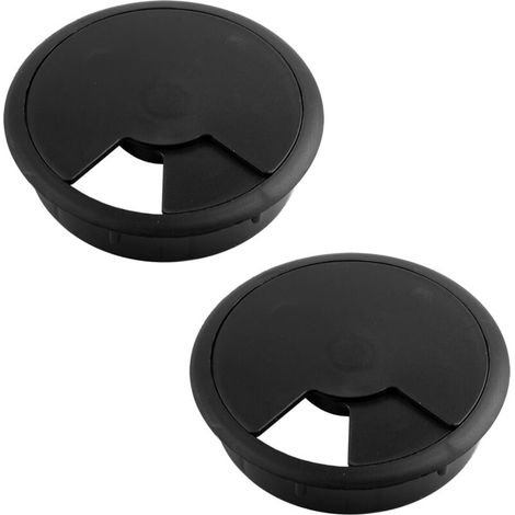 Passe-câble encastrable 80mm – Gestion câbles pour bureau – Design épuré – Installation facile – Couleur noire (1/4)