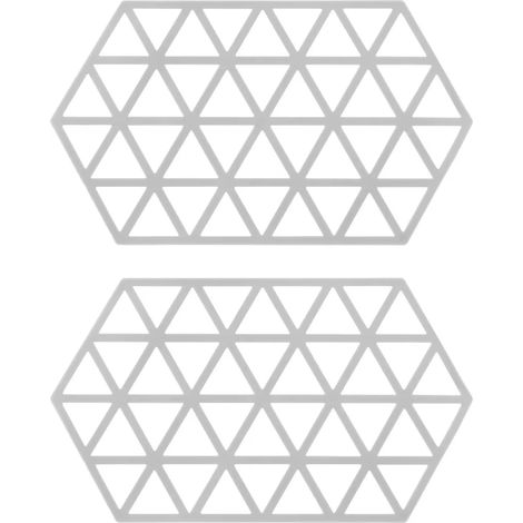 Maniques Crumble - Lot de 2 - Hexagonales - Accessoires de table - Résistantes à la chaleur - Silicone - 14 x 24 cm - Gris (1/5)