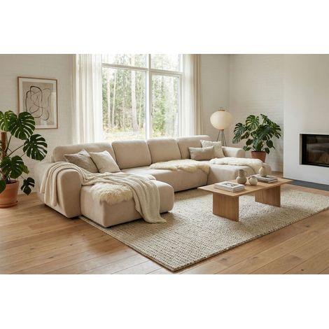 Wohnlandschaft mit Schlaffunktion BRUSK MAX Sofa in Stoff Paros Altweiß (1/5)