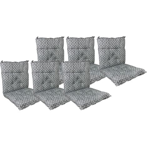 Set Cuscini Sedia Con Schienale Imbottiti Con Laccetti Banda Elastica 40 x 80 Cm CuoricinoPiombo - 6 Pezzi