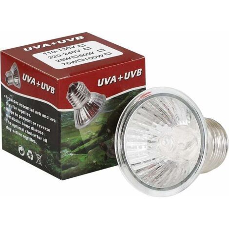 Turtle Heat Lamp, 25W Full Spectrum UVA/UVB LED Heating Lamp, E27 Heating Bulb, Suitable for Reptiles, Amphibians, Tortoises, Snakes, Chameleons, Lizards (1/5)