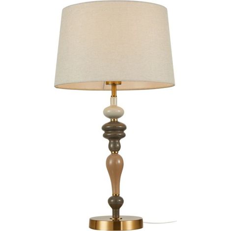 Italux Moren Lampe de table avec abat-jour rond conique en bronze antique (1/2)