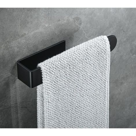 Anneaux et rails de serviettes, porte-serviettes, anneau de serviette, porte-serviettes auto-adhésif pour salle de bain, en acier inoxydable (petit, noir) (1/4)