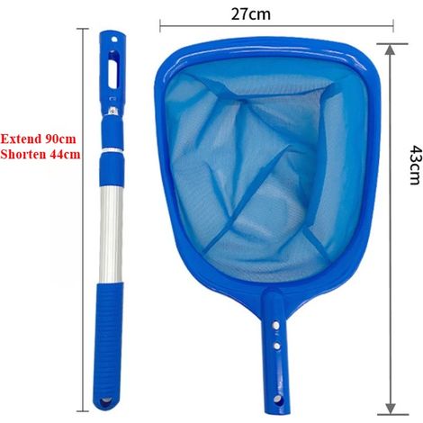 Accessoires de piscine Filet à feuilles avec tige télescopique en aluminium et support de fixation pour poteau de piscine. Crochets télescopiques réglables. (1/5)