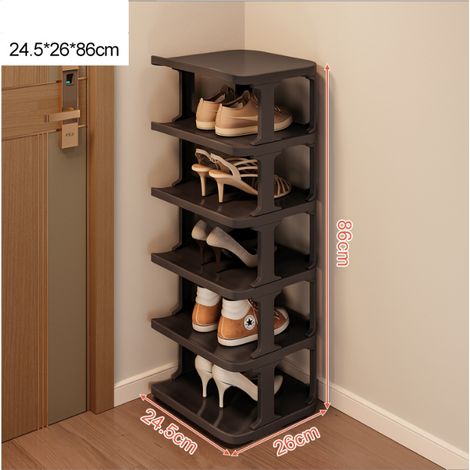 6-stöckiges Schuhregal zum Platzsparen in Flur und Schlafzimmer: stapelbar und elegant in Schwarz