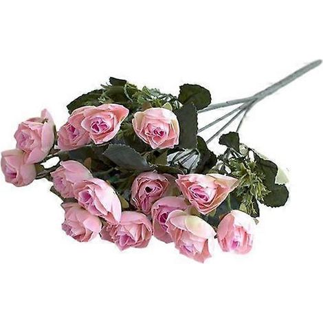 1 bouquet de roses artificielles écologiques en plastique anti-décoloration, idéal pour une décoration de mariage.rose (1/5)