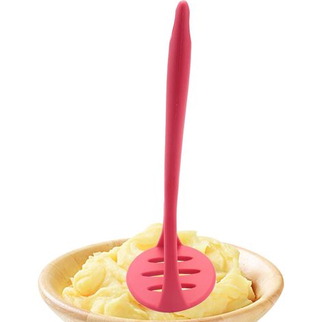 Presse-purée, presse-purée, 26 cm, outil en silicone, écrase-purée, rouge, revêtement antiadhésif, grand format, durable, pour pommes de terre, cuisine, usage domestique, cuisson, rapide, simple, sans (1/5)