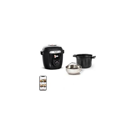 Multicuiseur à pression 6 L 1600 W – Connecté WiFi avec application MyMoulinex – 9 modes de cuisson – Cuve céramique antiadhésive