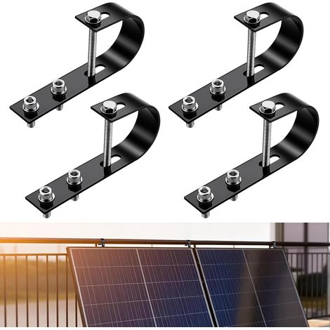 Lot de 4 Supports pour Centrale Solaire de Balcon en Acier Inoxydable 304, Crochets de Fixation Universels pour Modules Photovoltaïques, Supports (1/5)