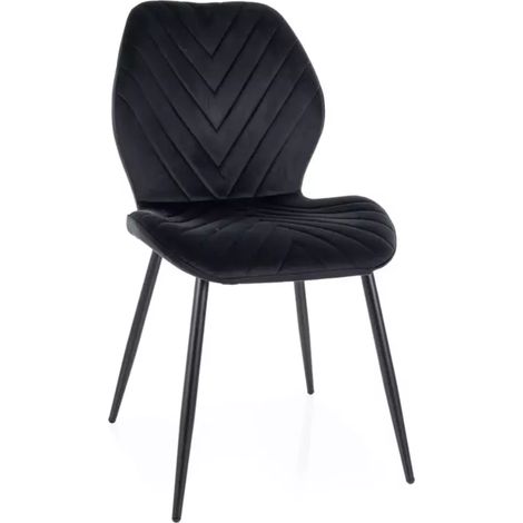 Chaise velours noir piétement métal noir mat design moderne MYRENDA (1/4)