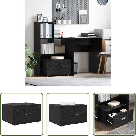 Schrank mit Rad -  Schubladenschrank Mit Rad Schwarz Eichen-Optik 55 x 45 x 31 cm (1/5)