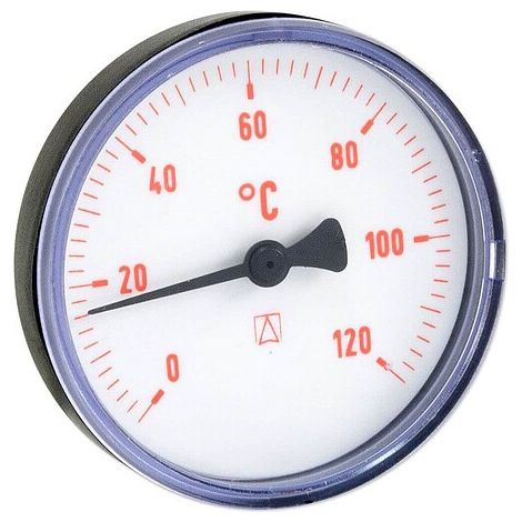 AFRISO Bimetall-Thermometer - Gehäuse ABS-Kunststoff schwarz (Ø 63 mm), 1/2'' x 40 mm, Skala 0-120 °C, ROT (1/2)
